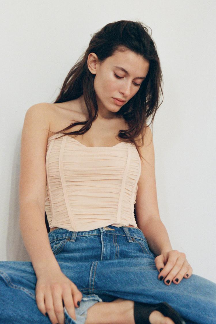 Gathered Tulle Corset Top