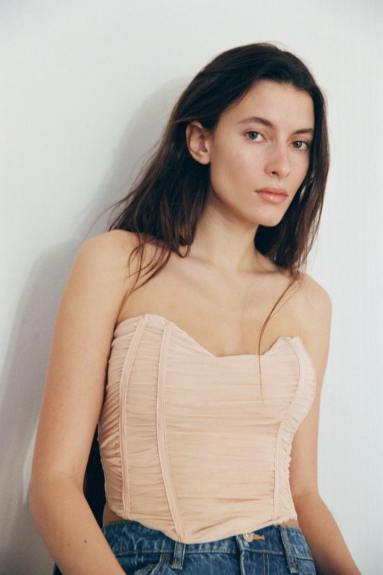Gathered Tulle Corset Top