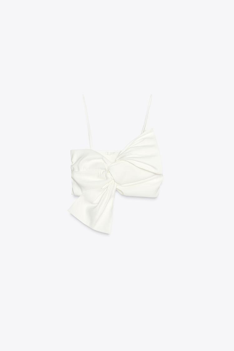 Kora Bow Crop Top In White