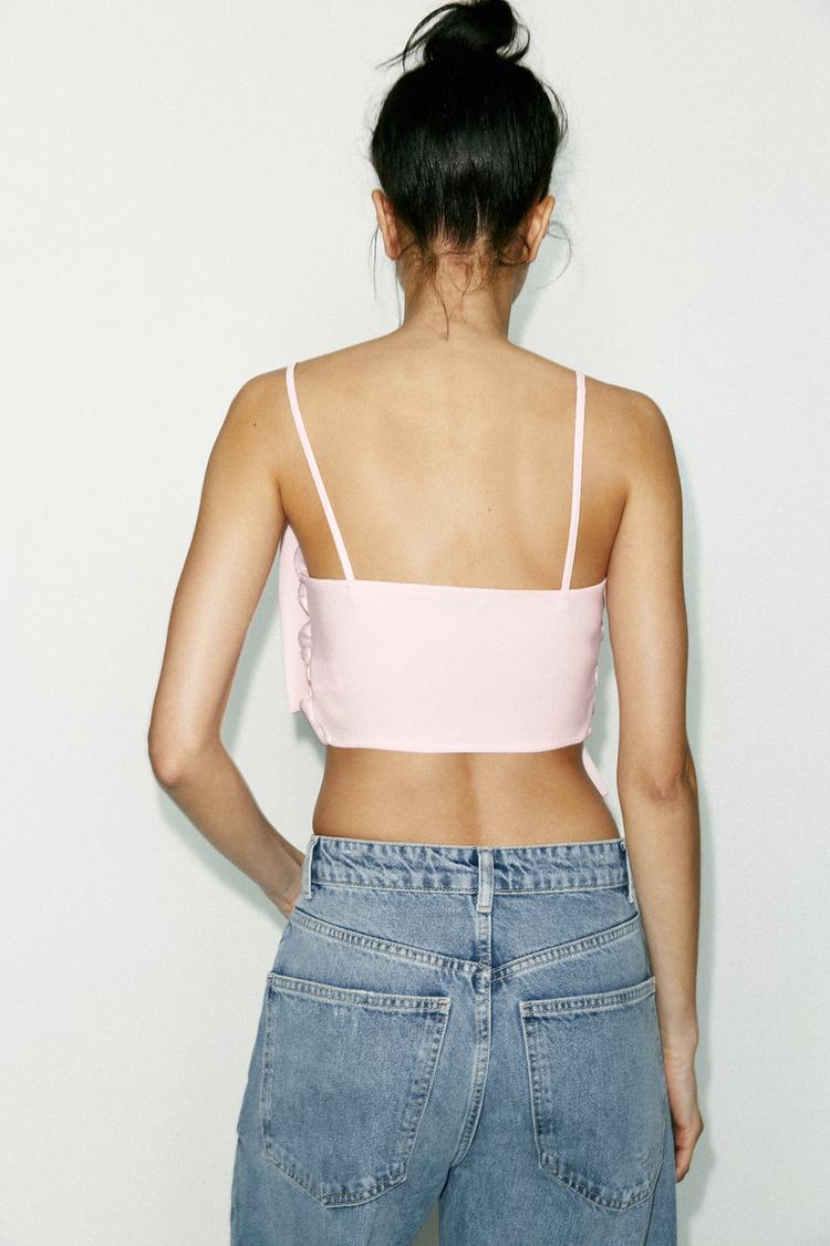 Kora Bow Crop Top In Pink
