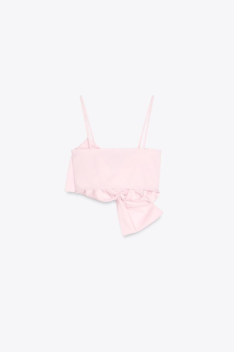 Kora Bow Crop Top In Pink