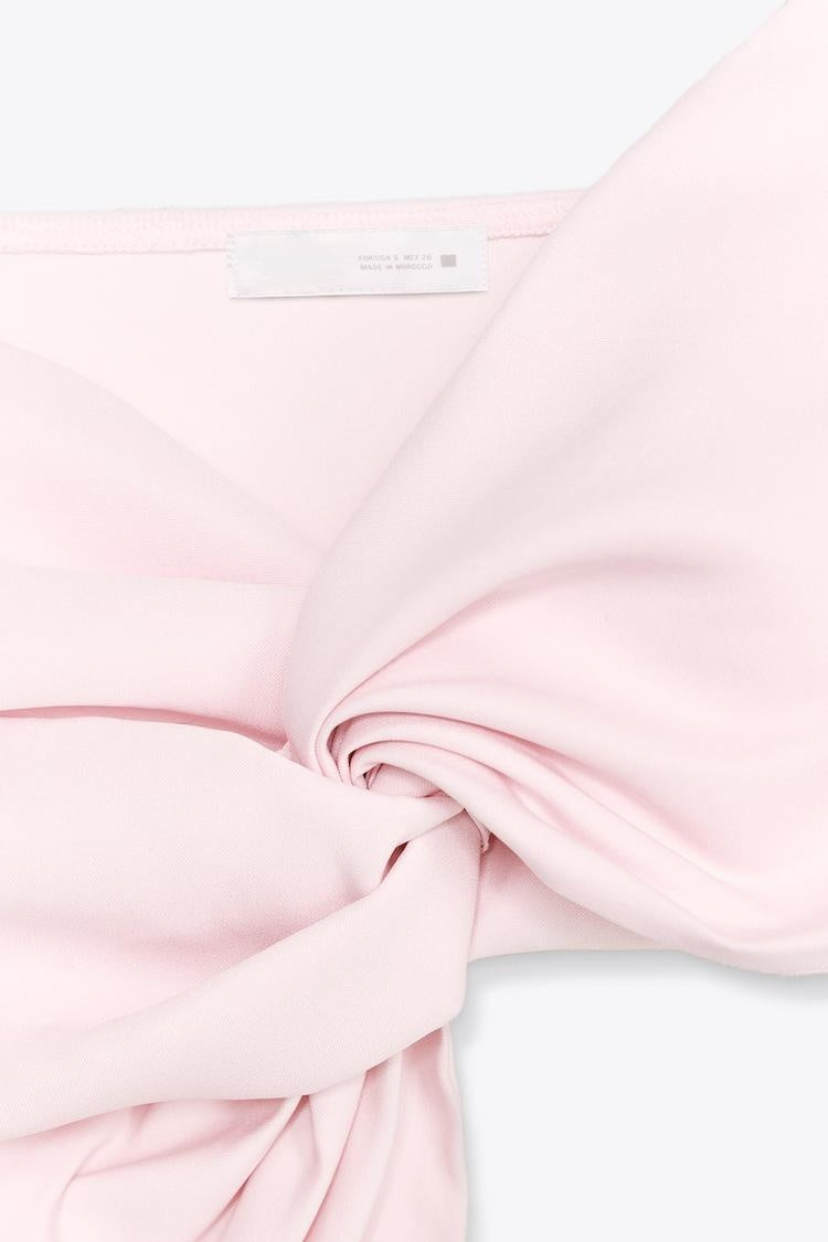 Kora Bow Crop Top In Pink