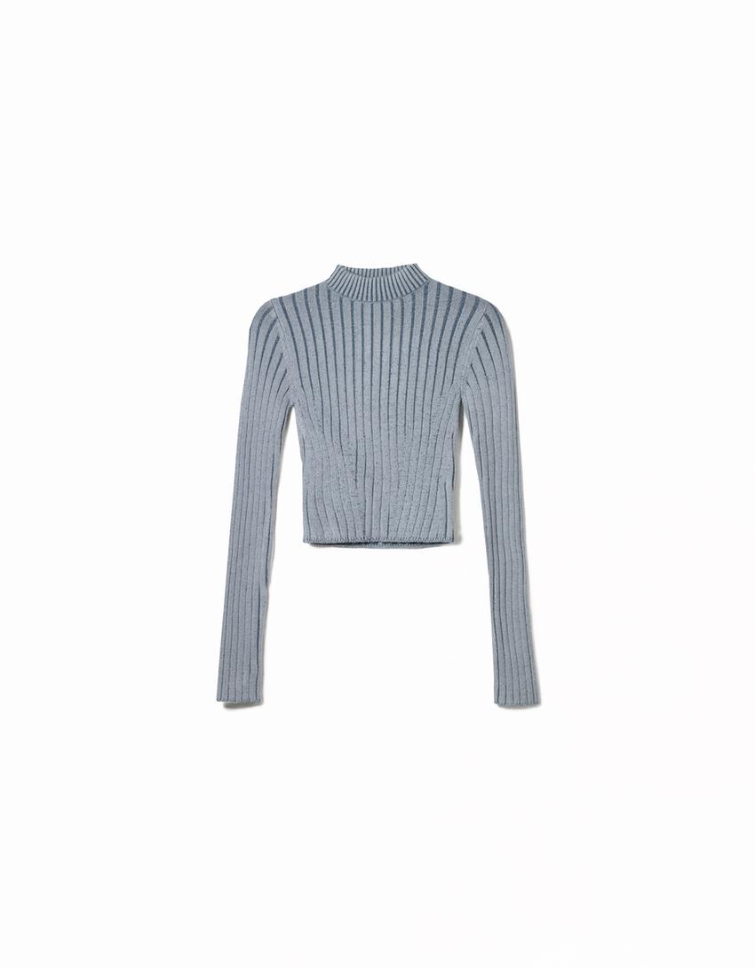 High Neck Ribbed Sweater