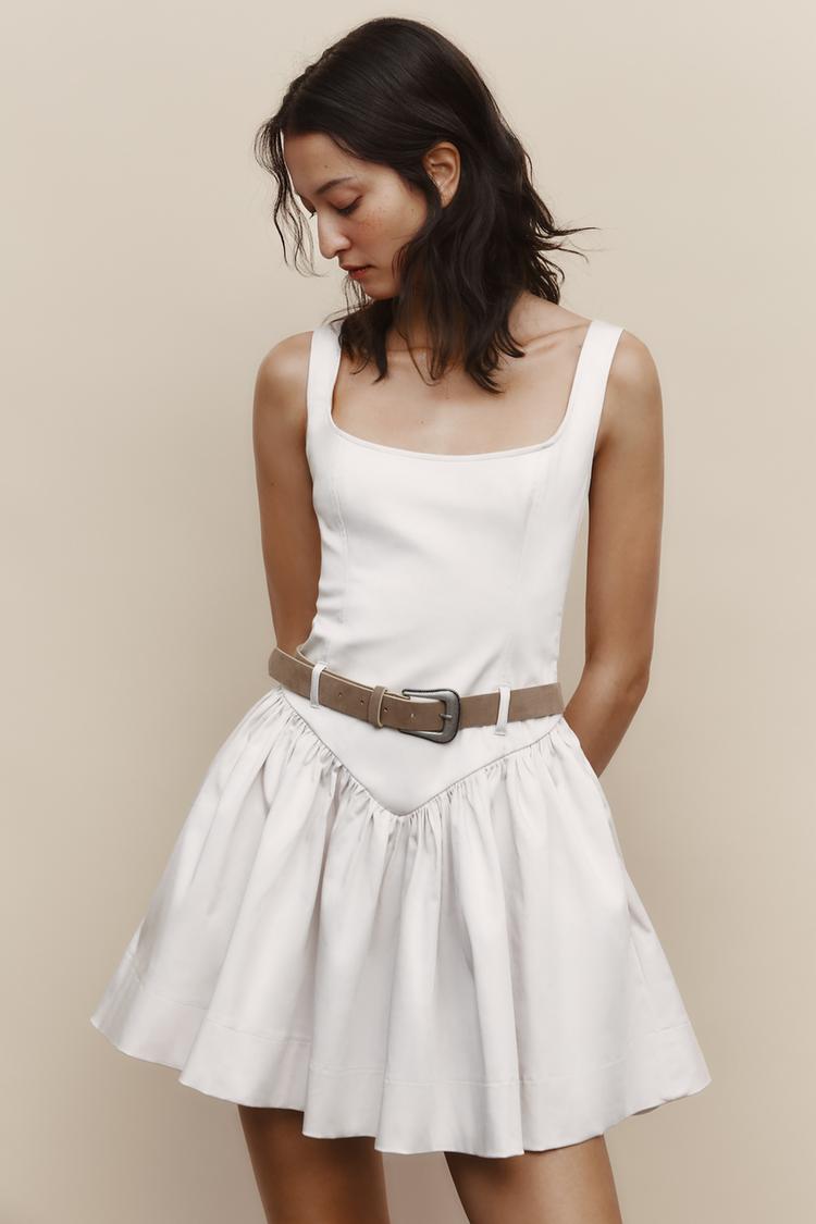 Fitted Short Dress With Belt