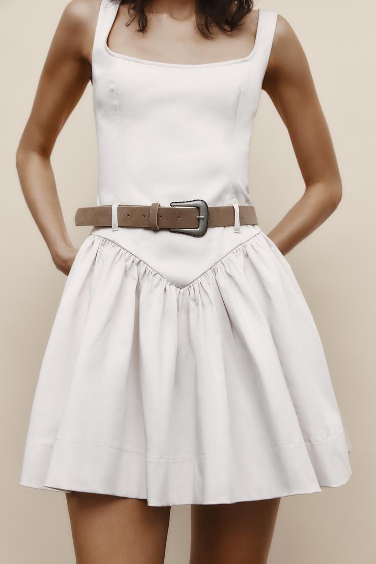 Fitted Short Dress With Belt