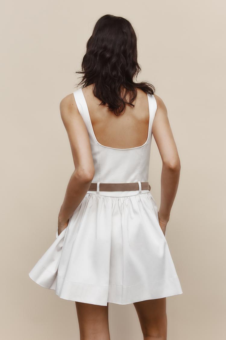 Fitted Short Dress With Belt