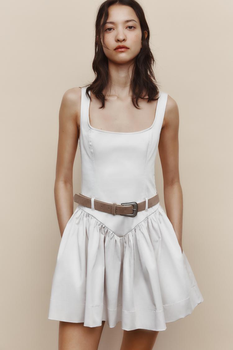 Fitted Short Dress With Belt
