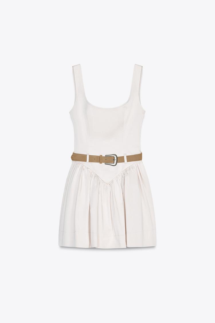 Fitted Short Dress With Belt