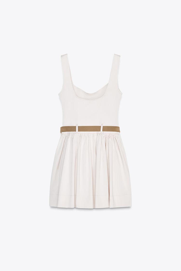 Fitted Short Dress With Belt