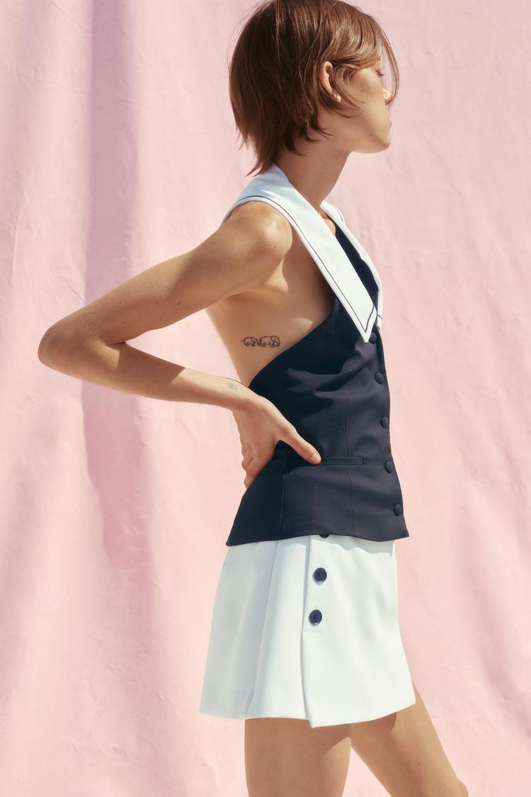 White Buttoned Skorts