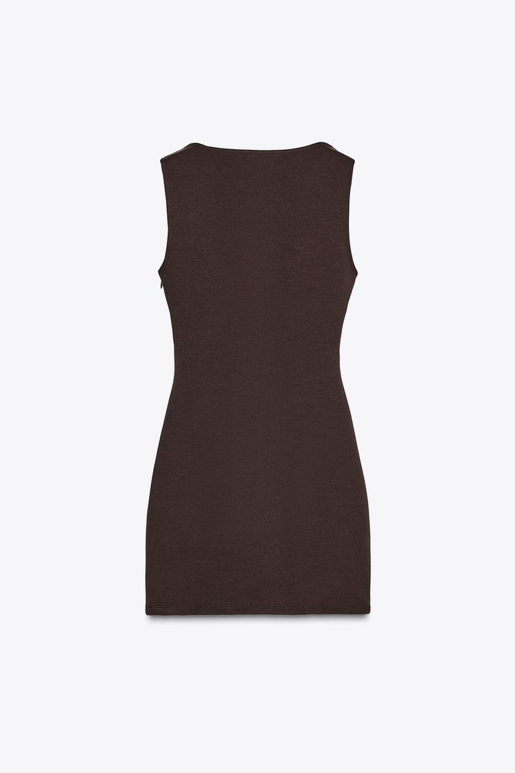 Draped Short Dress In Brown