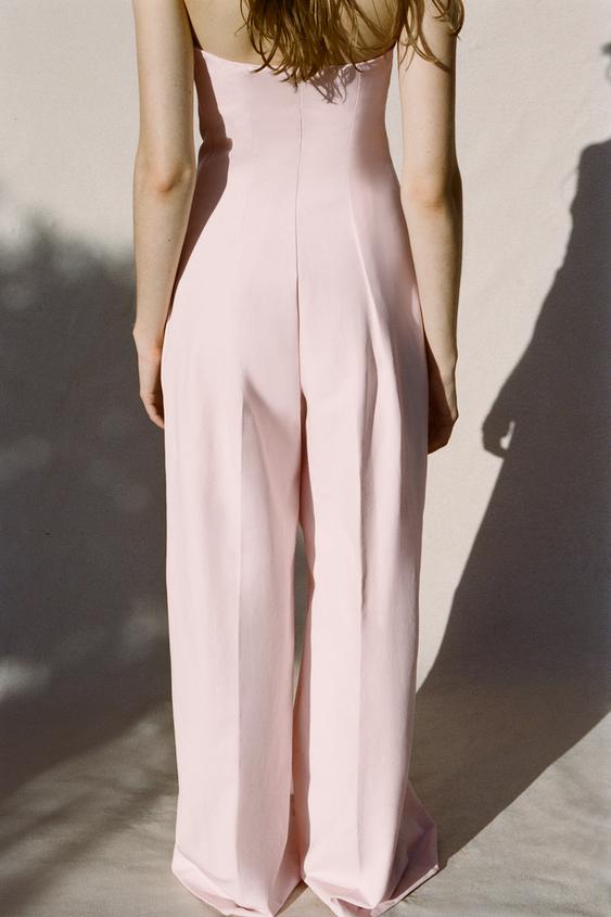 Pink Strapless Jumpsuit