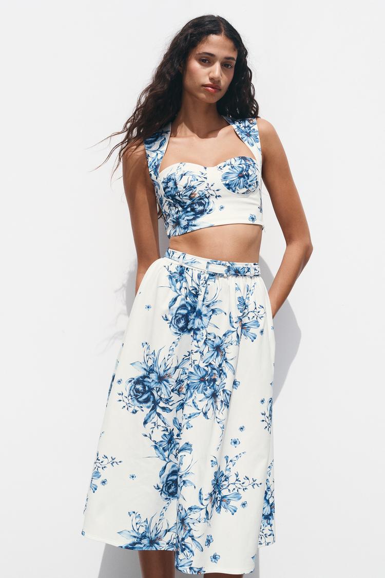 Floral Top And Skirt Co-Ord Set