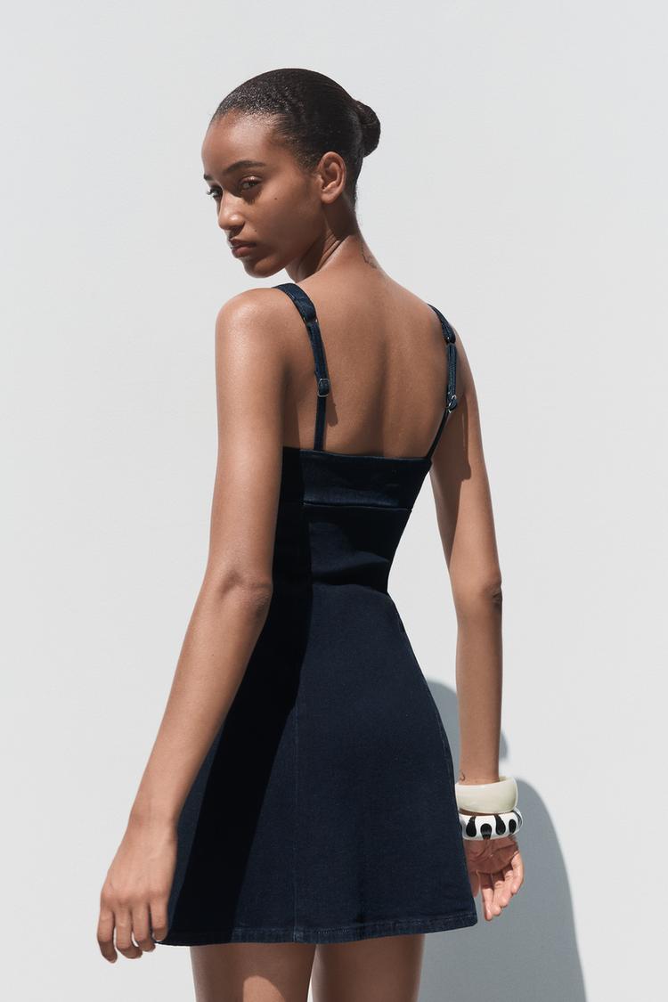 Strappy Denim Short Dress