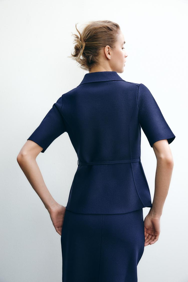 Plain Belted Navy Top