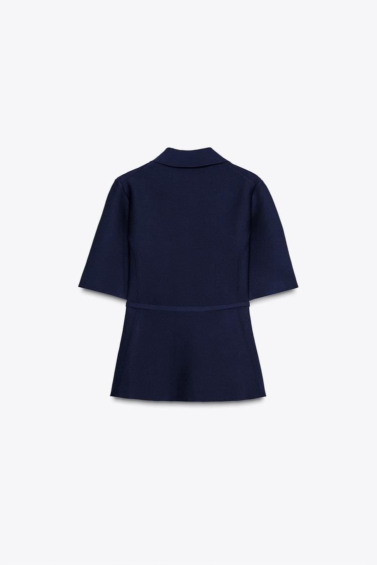 Plain Belted Navy Top