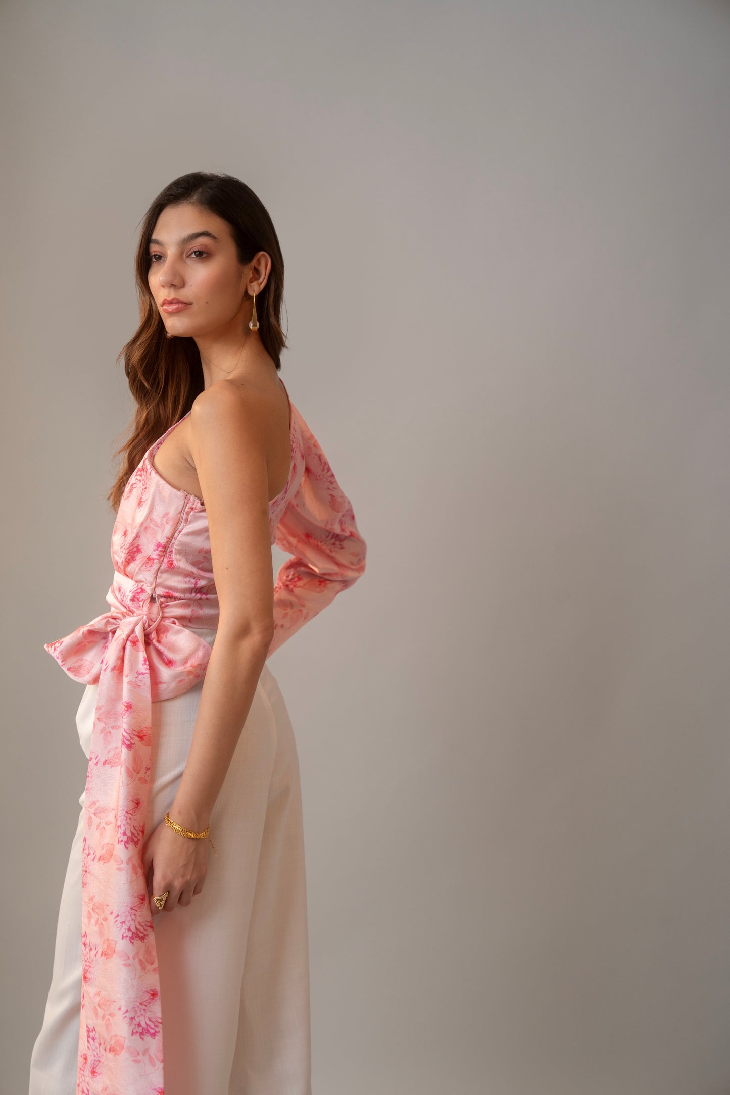 Moon Dahlia Satin Top In Pink