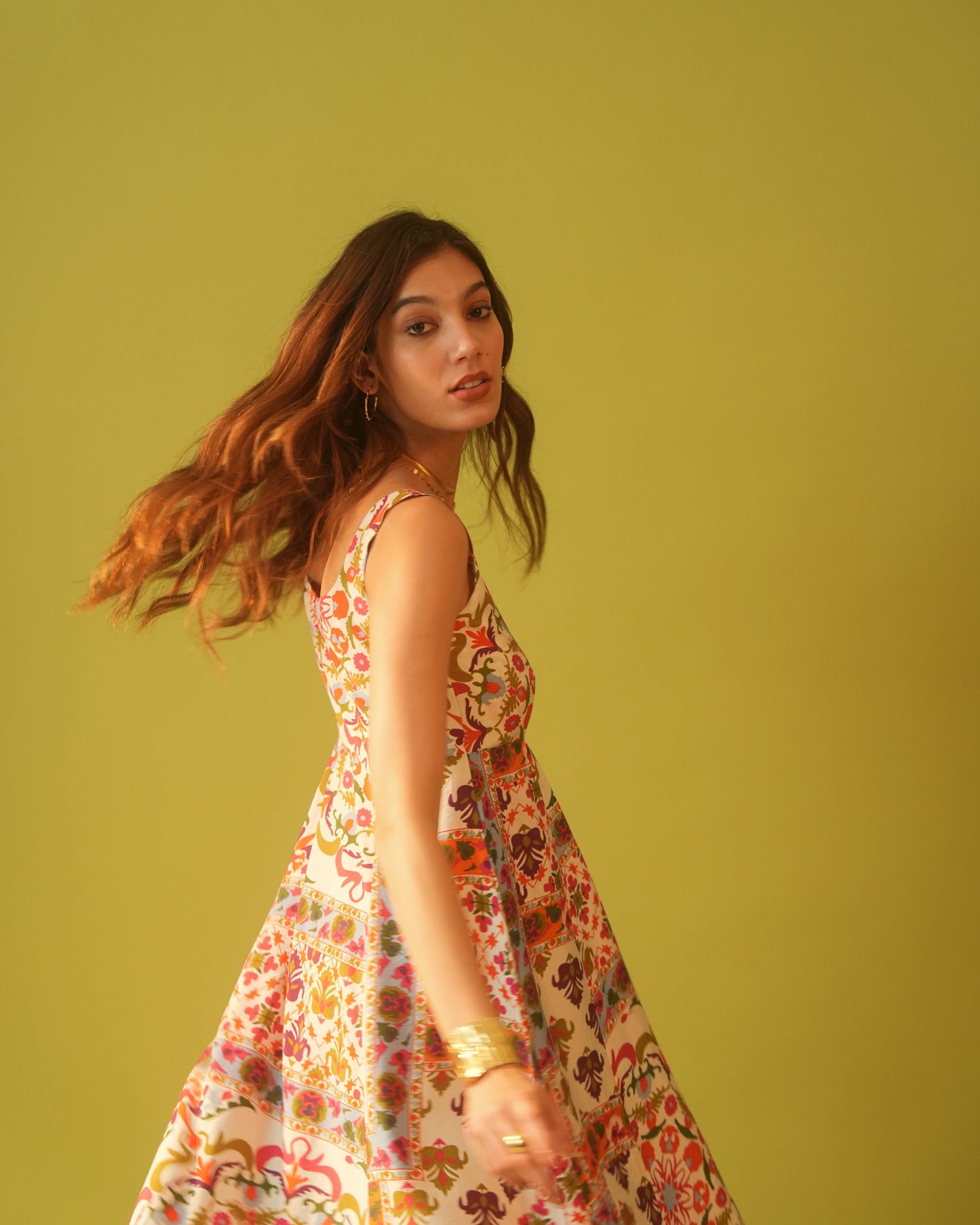 Moon Tribal Print Long A-Line Dress