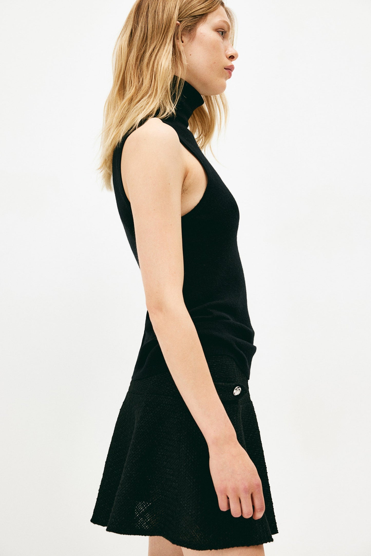 Bouclé Mini Skirt With Buttons