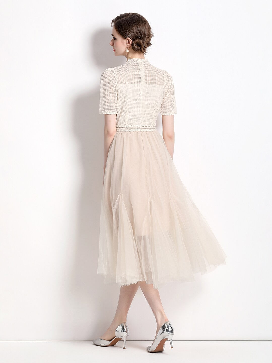 Kehlani Beige Modern Embroidery Dress