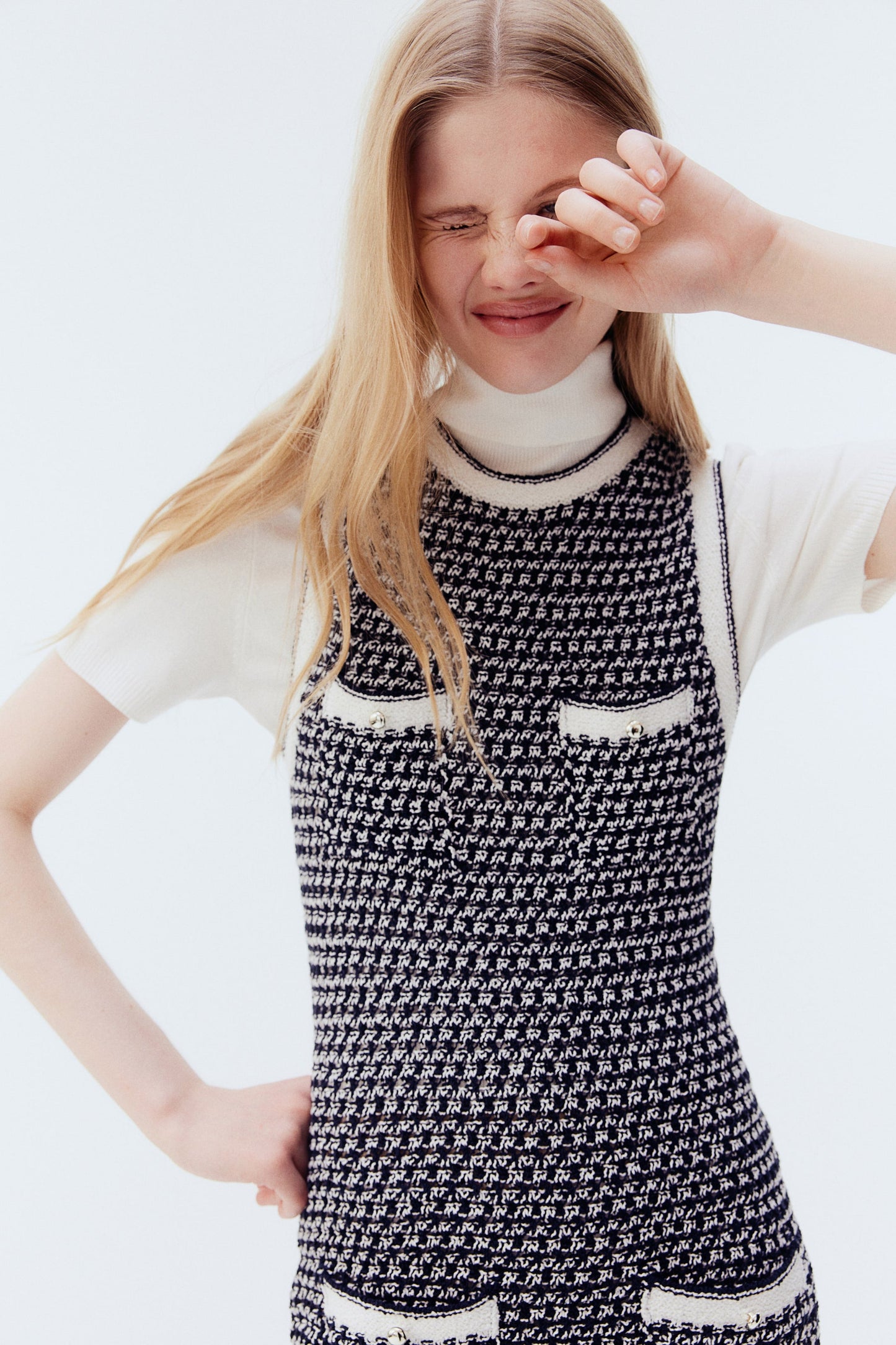 Textured Knit Dress With Pockets
