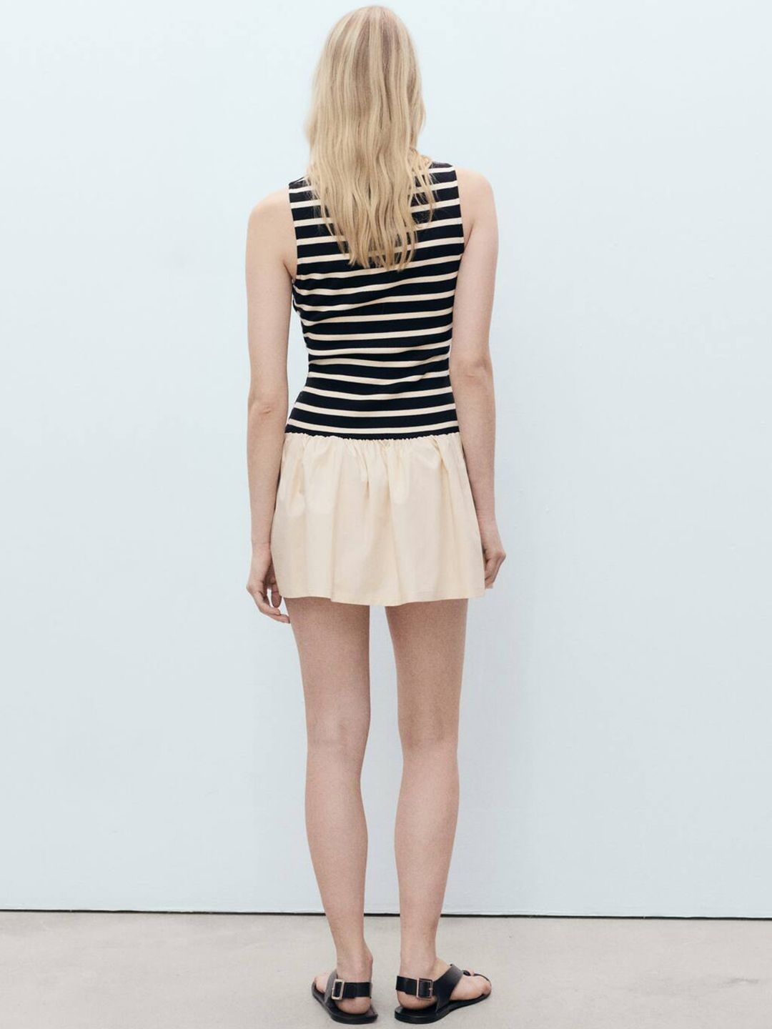 Striped Drop-Waist Mini Dress