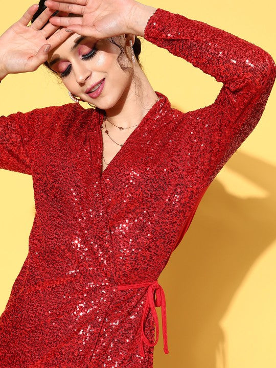 Ariana Solid Shimmer & Sequin Dress
