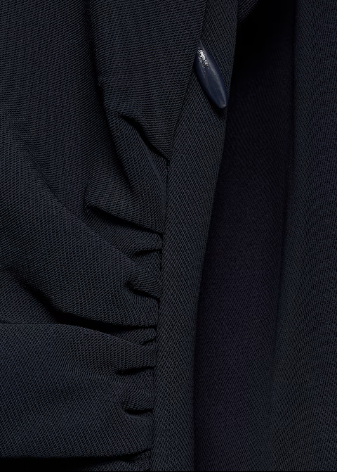 Navy Blue Draped Waist Midi Dress