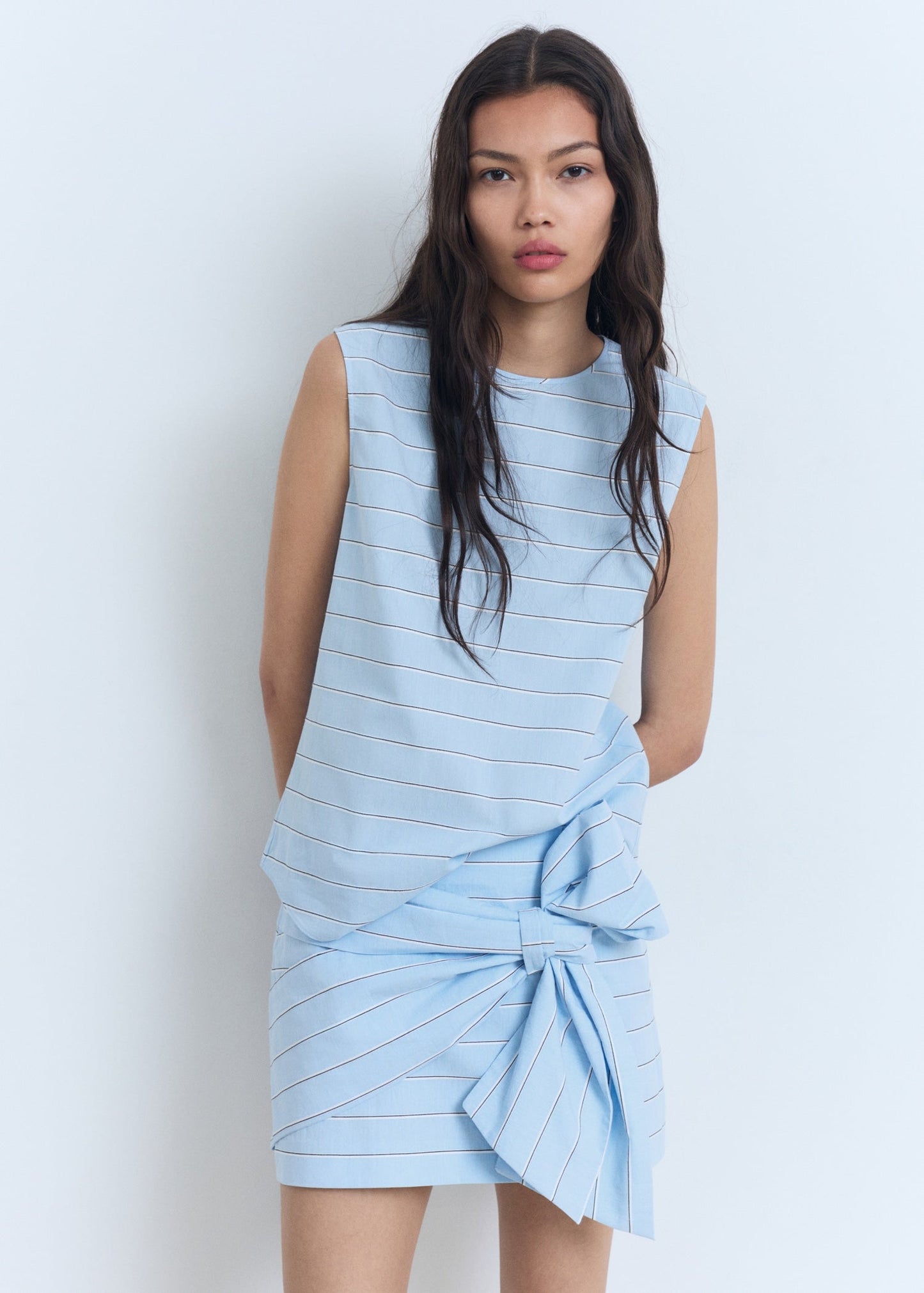 Blue Striped Top And Skirt Co-Ord Set