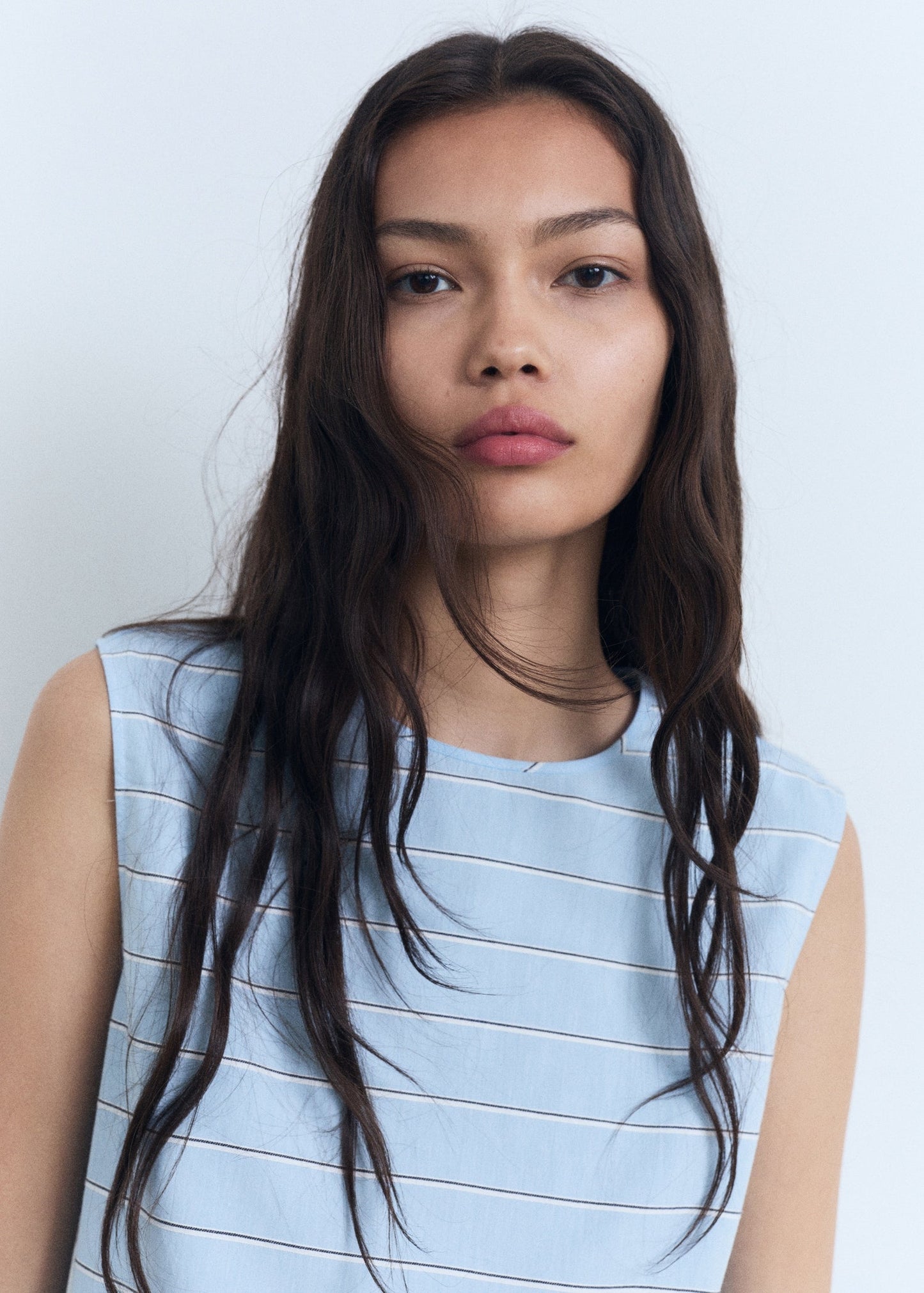 Blue Striped Top And Skirt Co-Ord Set
