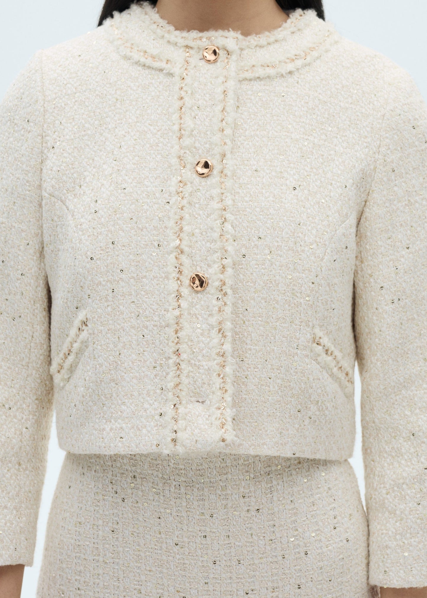 Tweed Jacket With Jewel Buttons