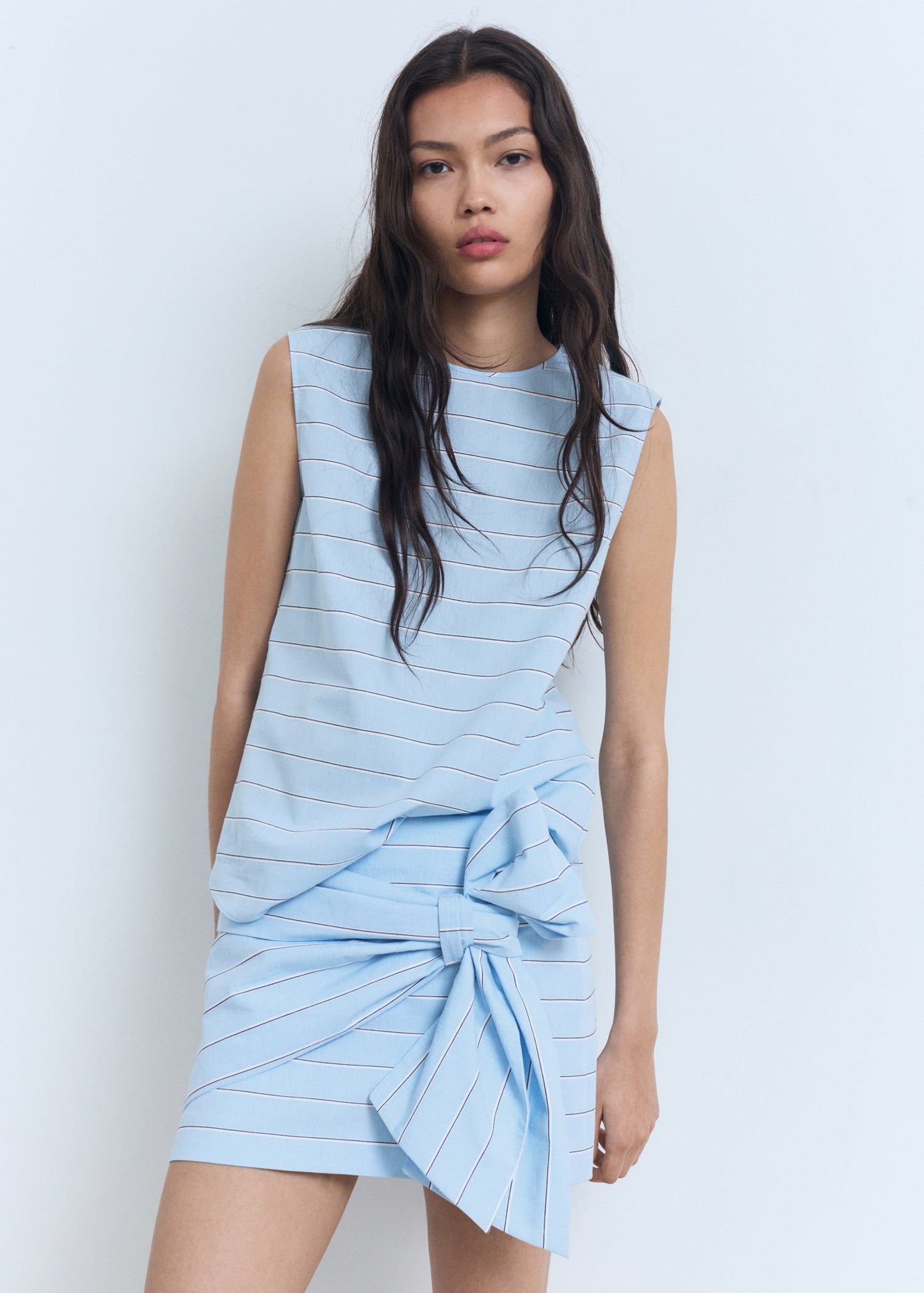 Blue Striped Top And Skirt Co-Ord Set