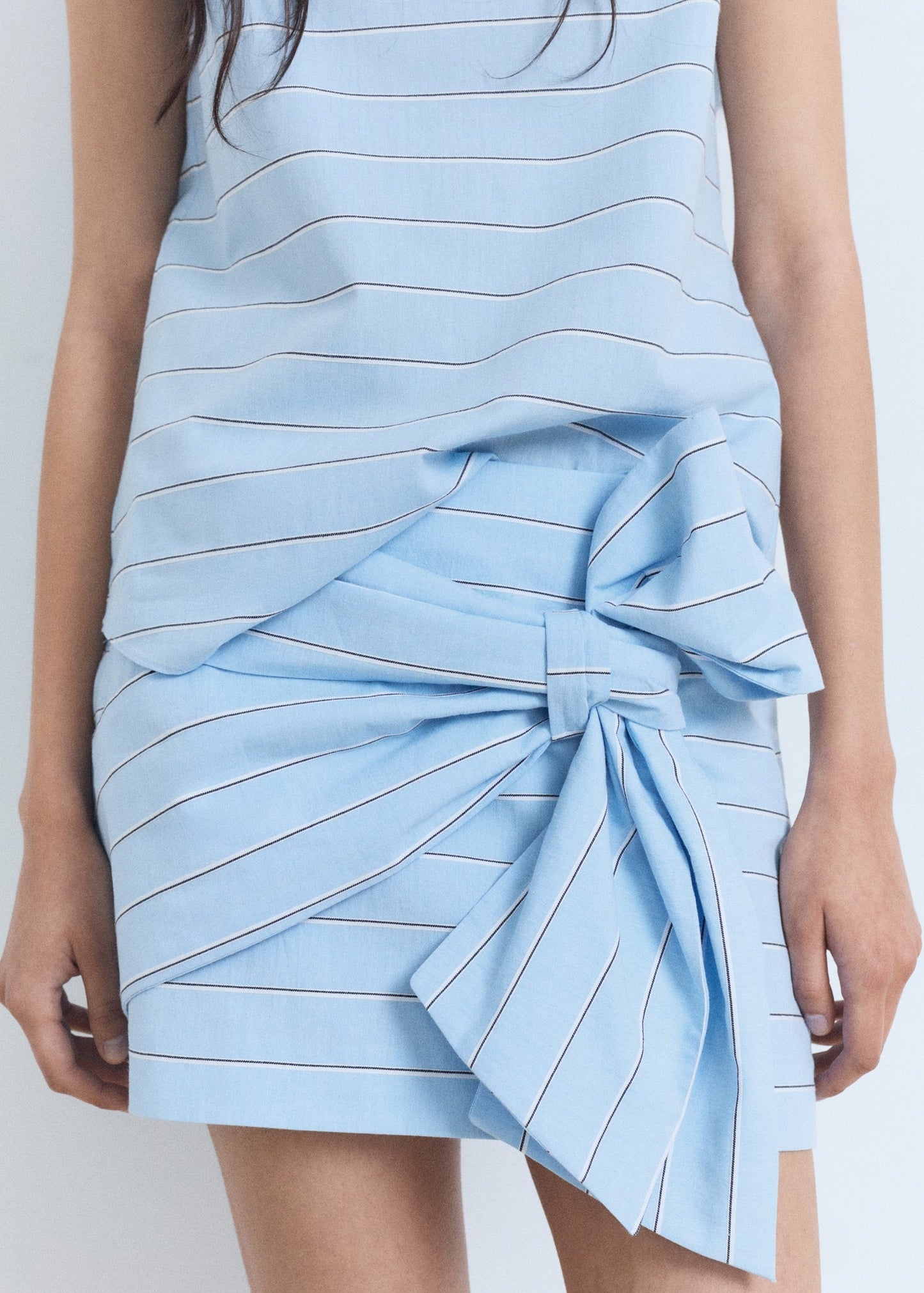 Blue Striped Top And Skirt Co-Ord Set