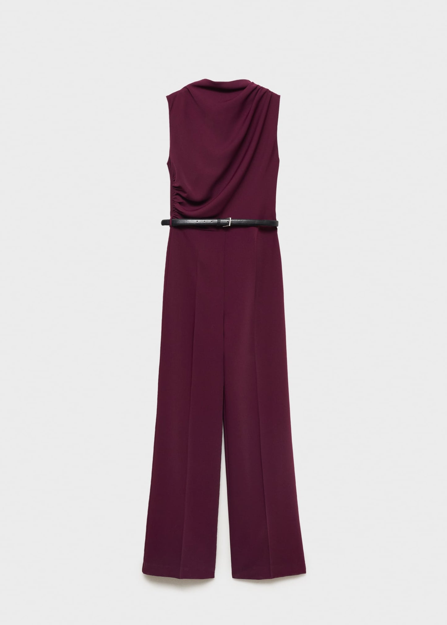 Stretch Fit Interlock Jumpsuit With Belt
