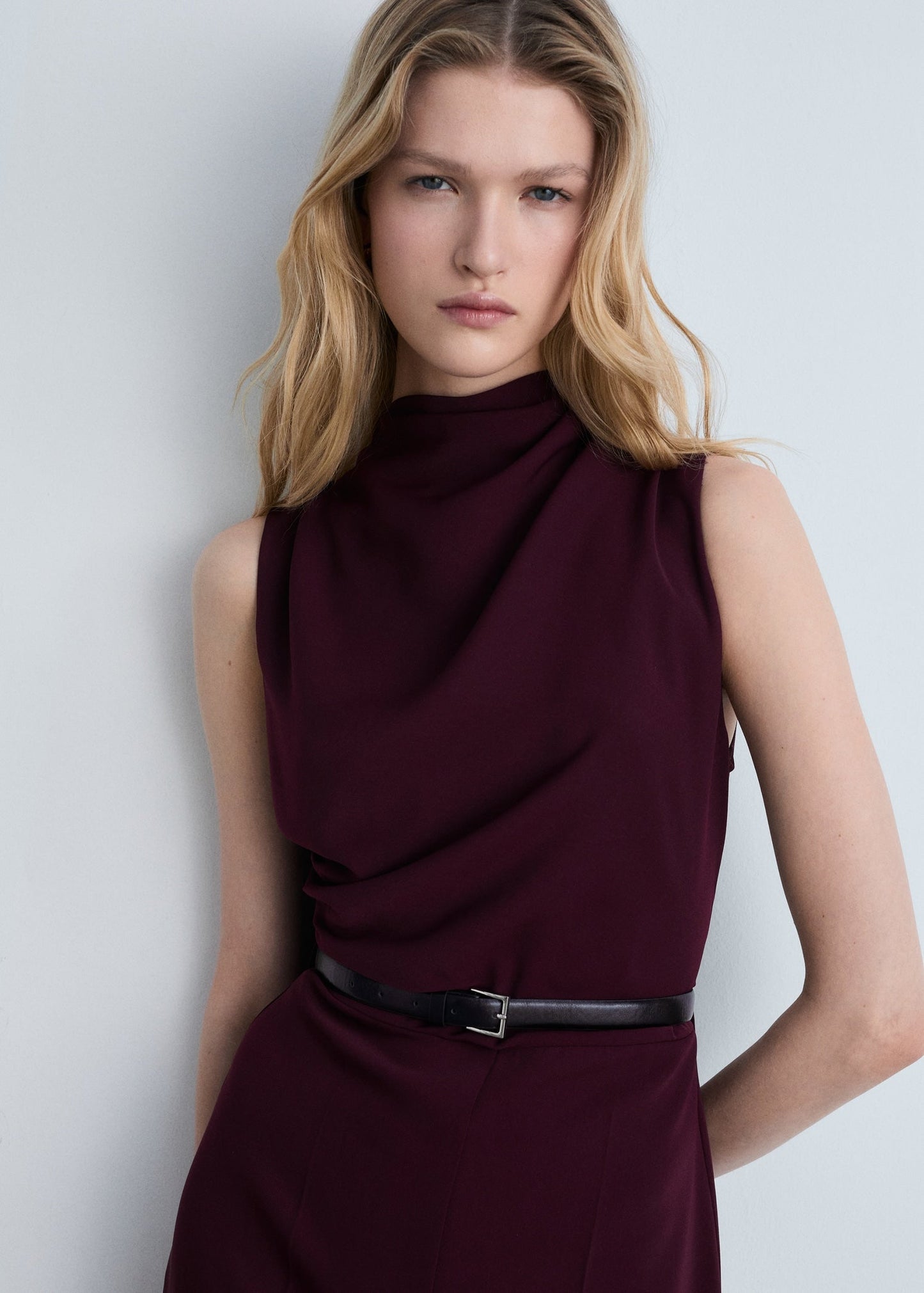 Stretch Fit Interlock Jumpsuit With Belt