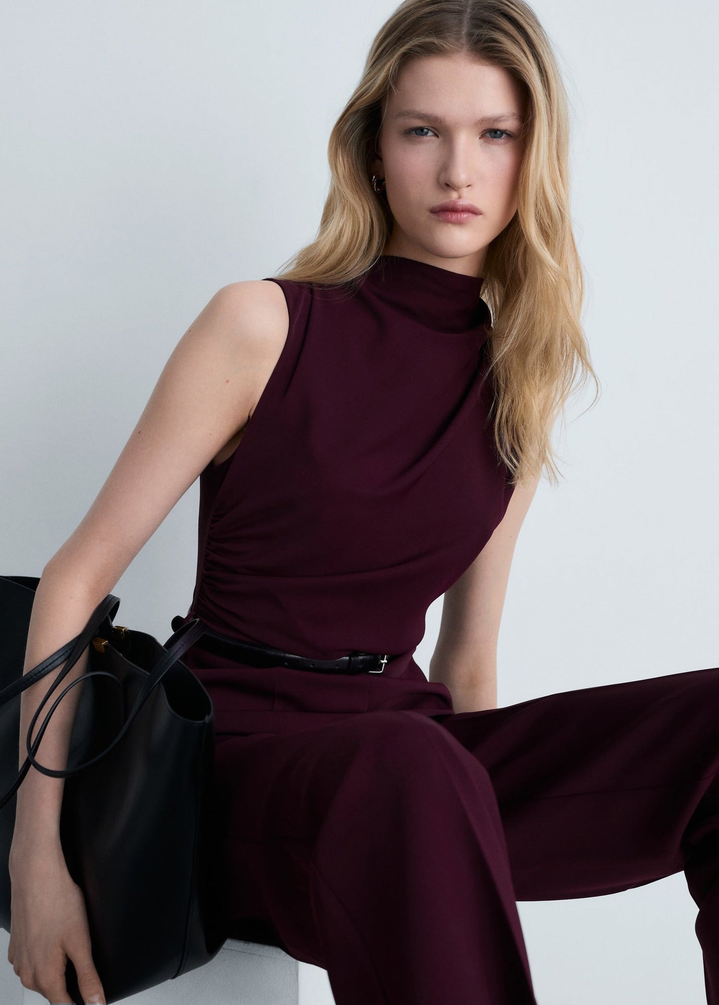Stretch Fit Interlock Jumpsuit With Belt