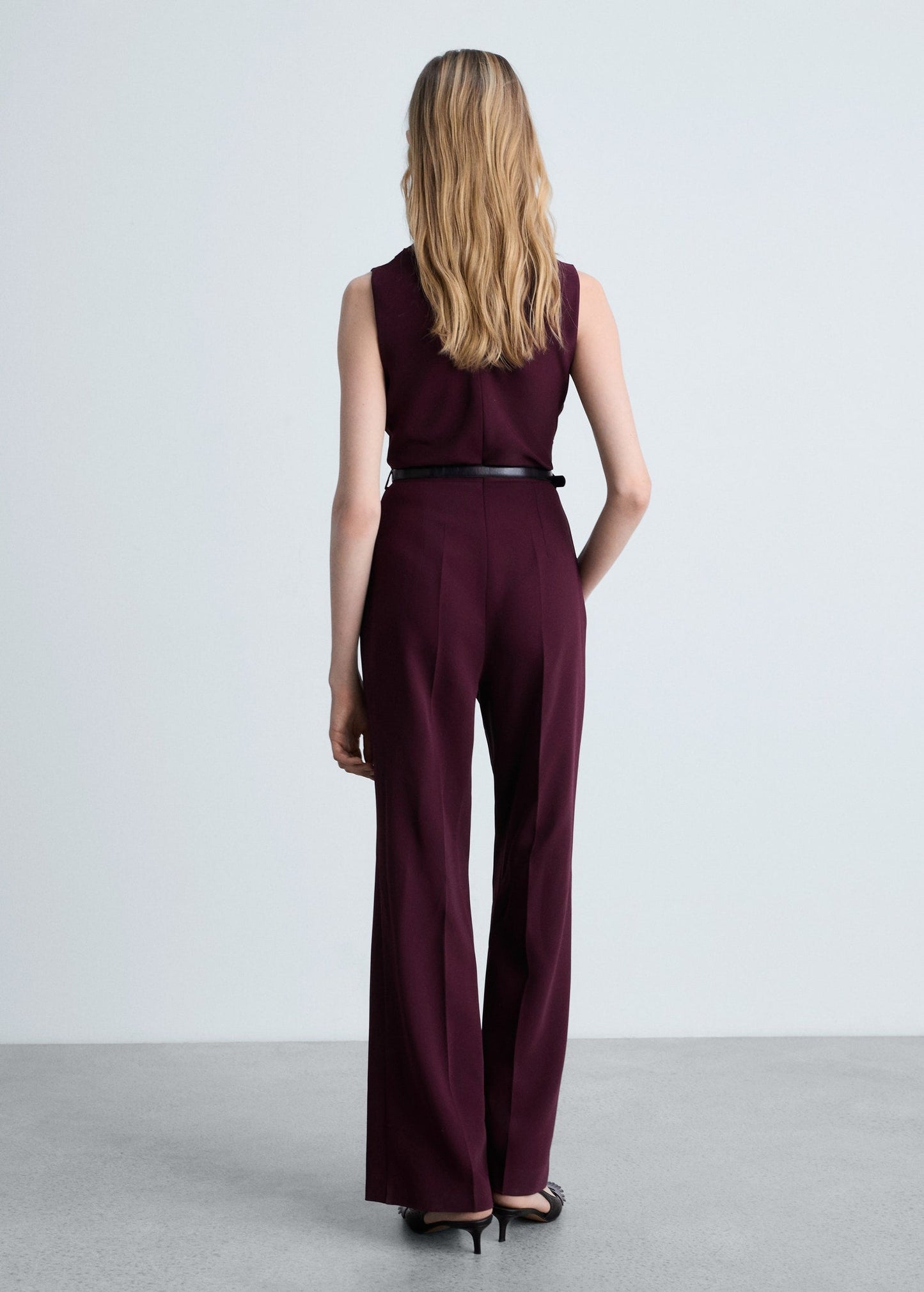 Stretch Fit Interlock Jumpsuit With Belt