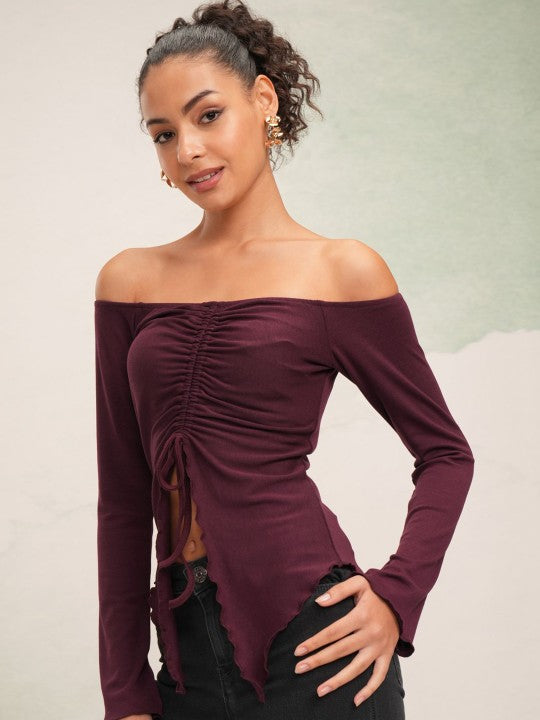 Off-Shoulder Twisted Bardot Top