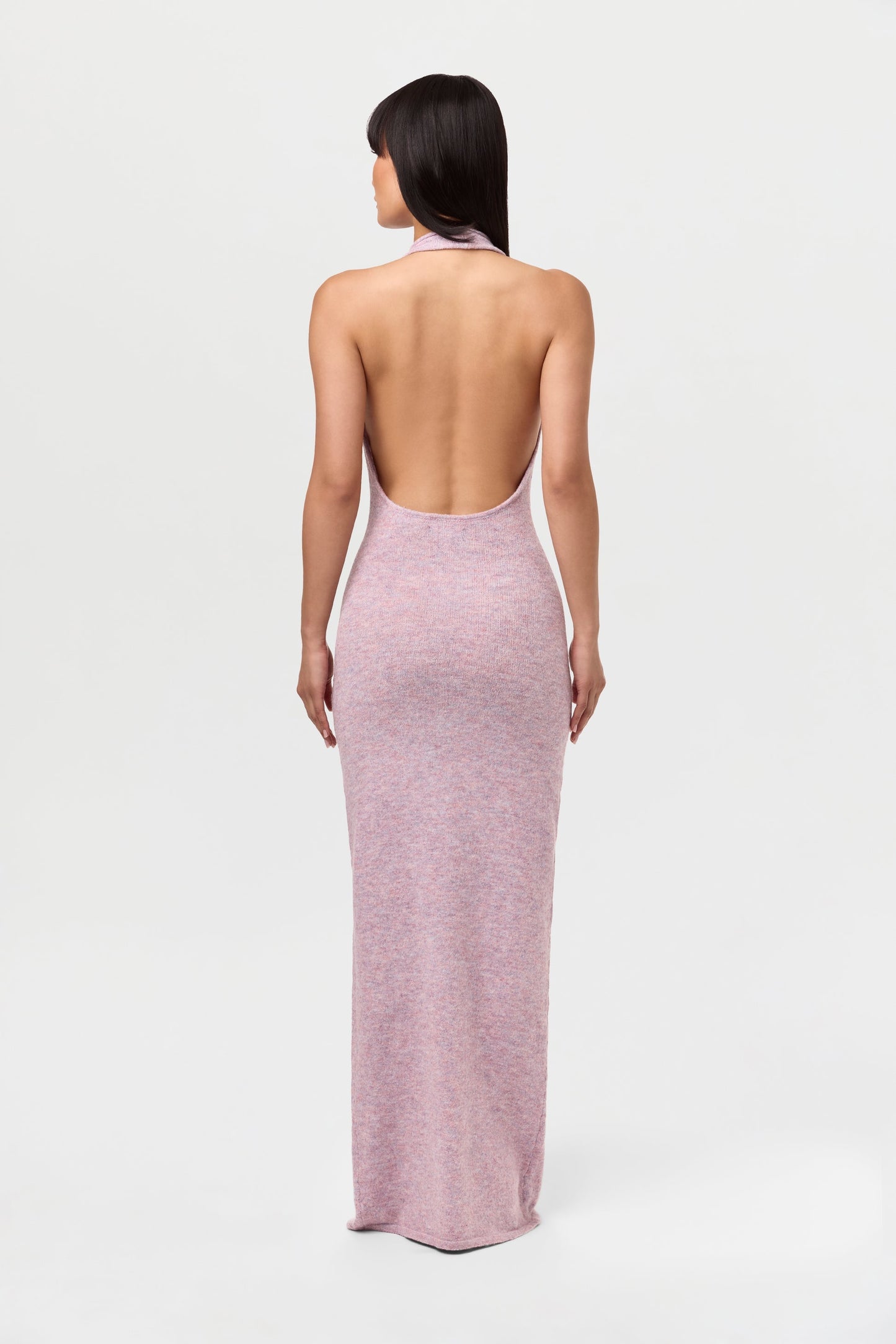 Bouclé Knit Halter Maxi Dress