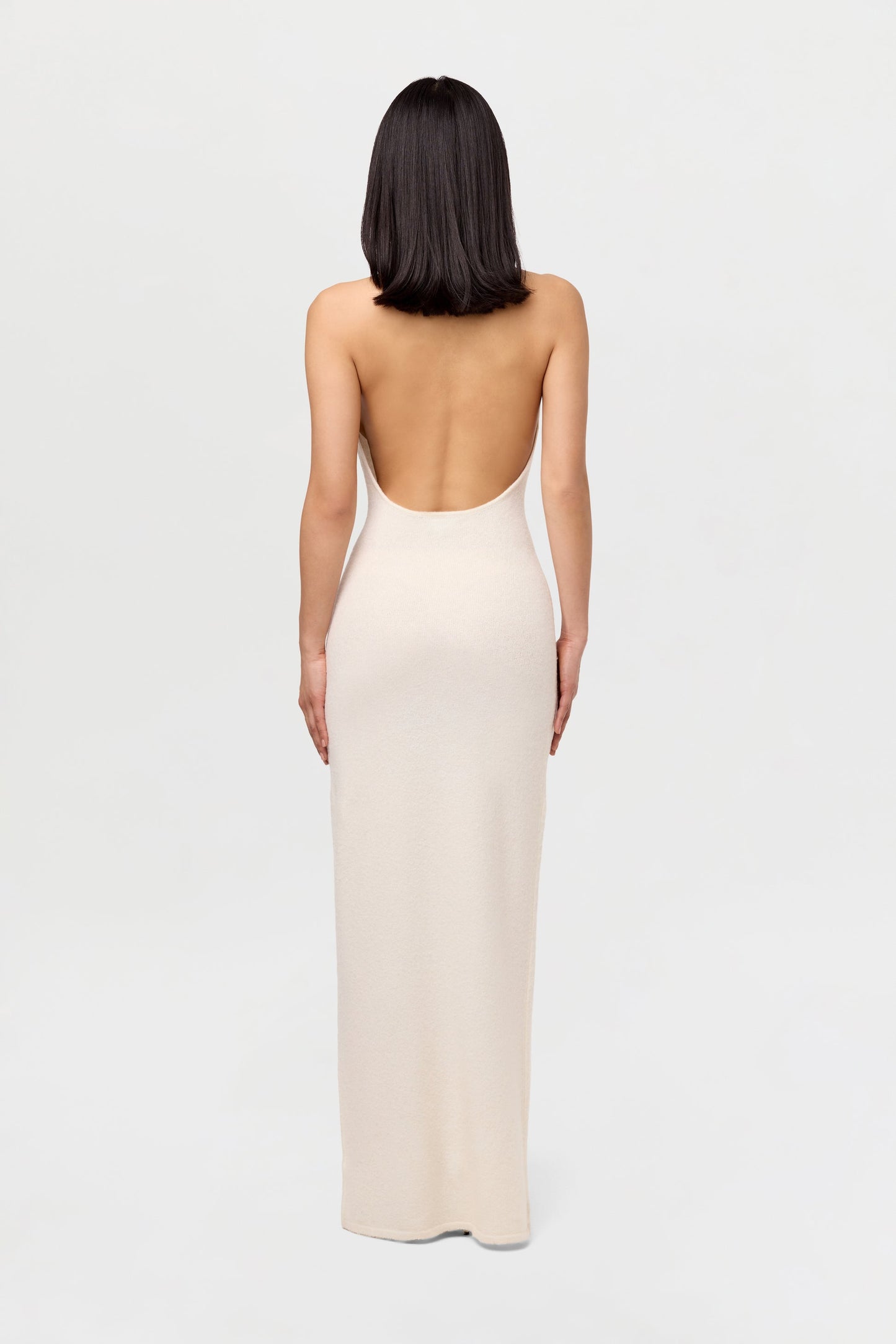 Bouclé Knit Halter Maxi Dress