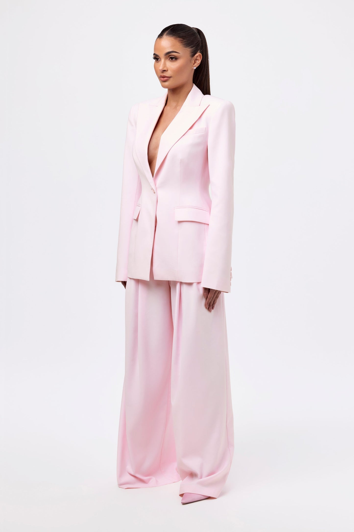 Blazer And Wide-Leg Pleated Pant Set