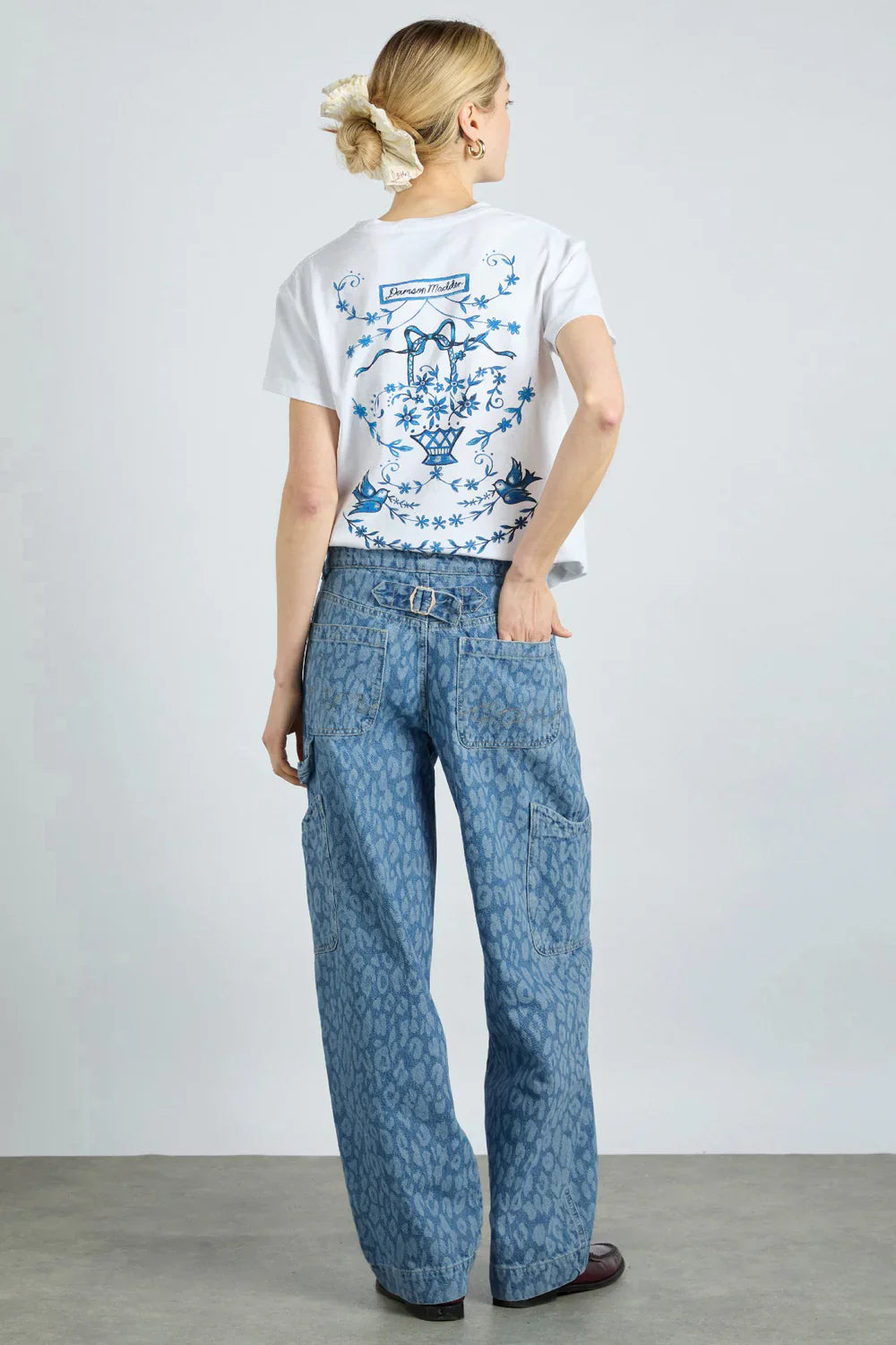 Leopard Laser Denim Dress And Pants Co-Ord Set