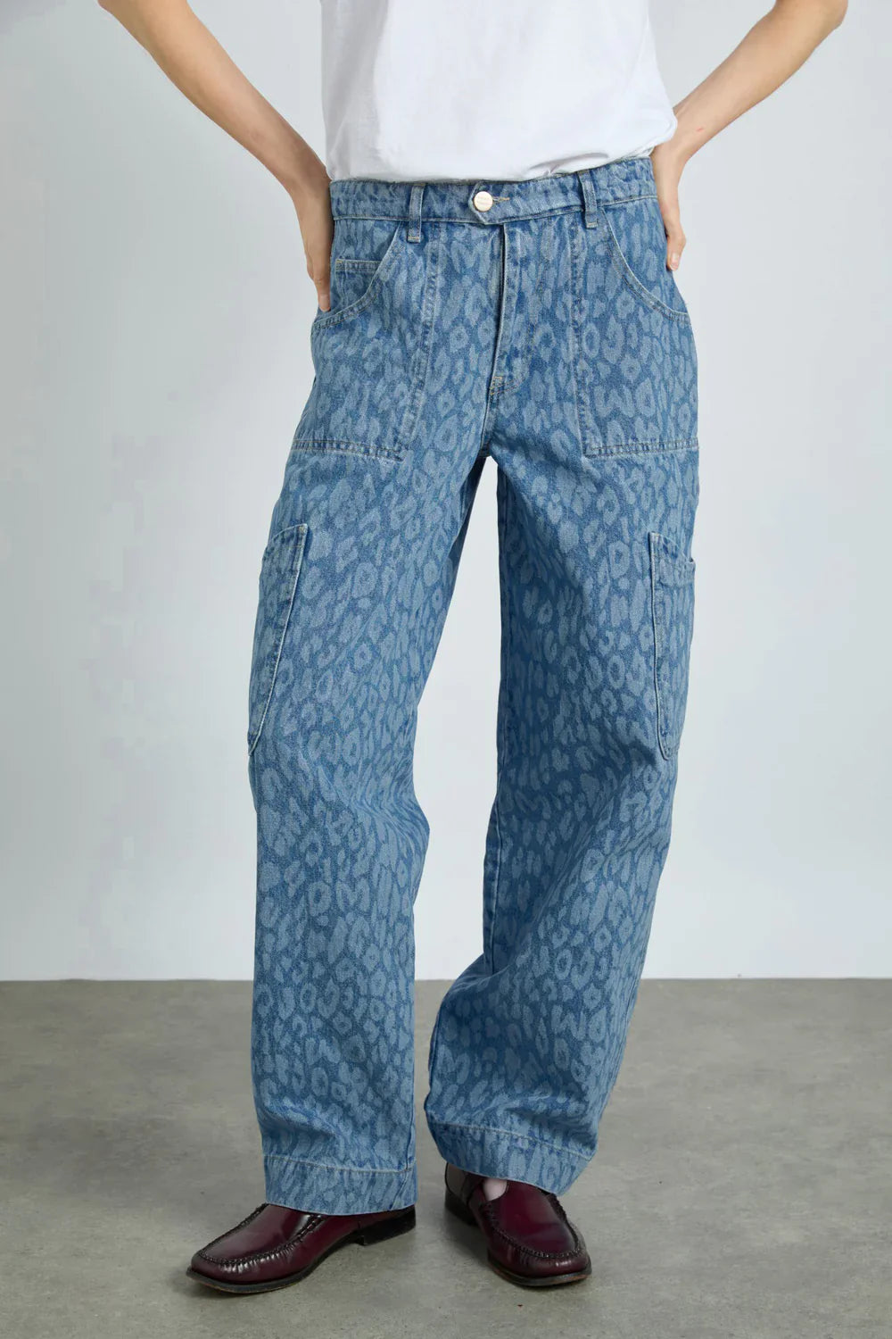Leopard Laser Denim Dress And Pants Co-Ord Set
