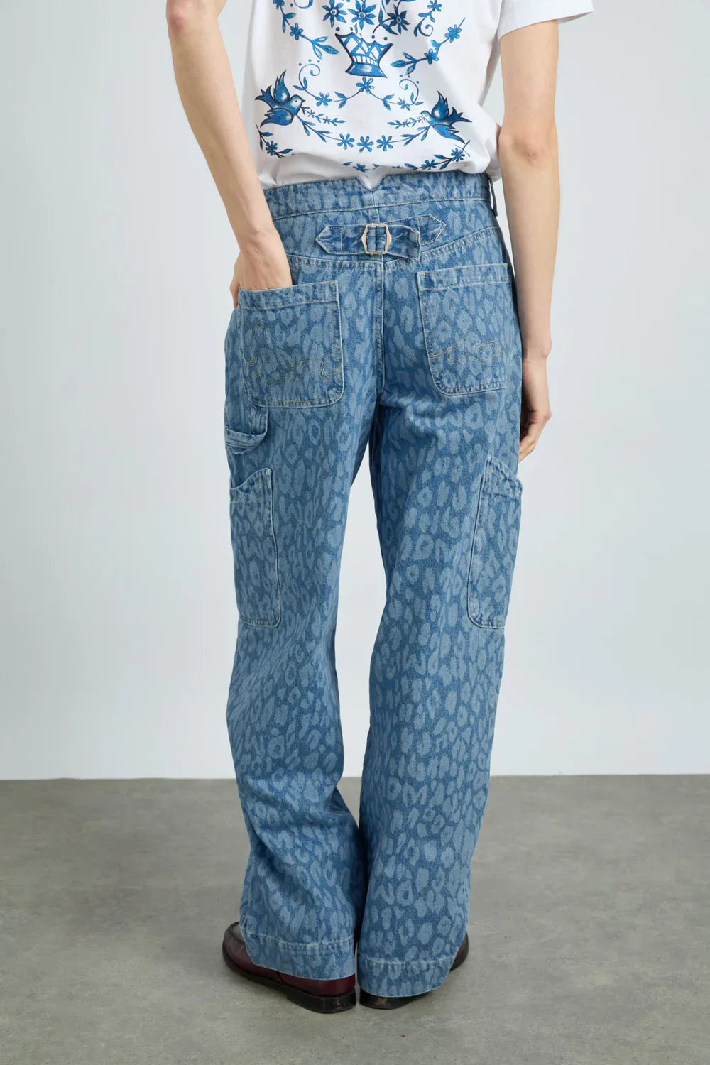 Leopard Laser Denim Dress And Pants Co-Ord Set