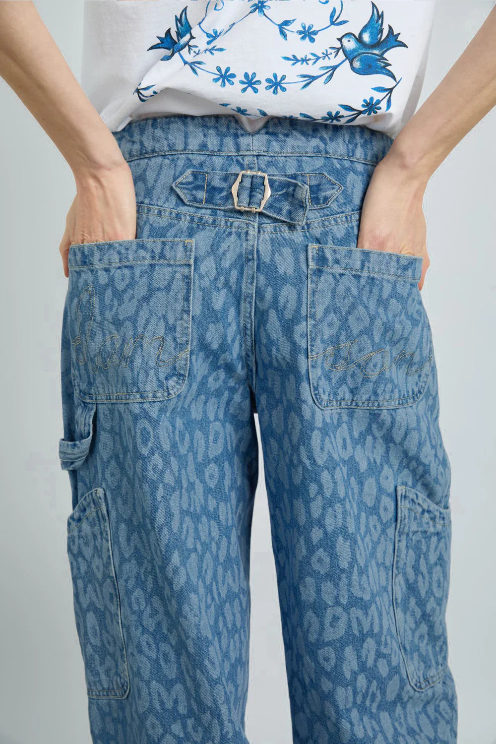 Leopard Laser Denim Dress And Pants Co-Ord Set
