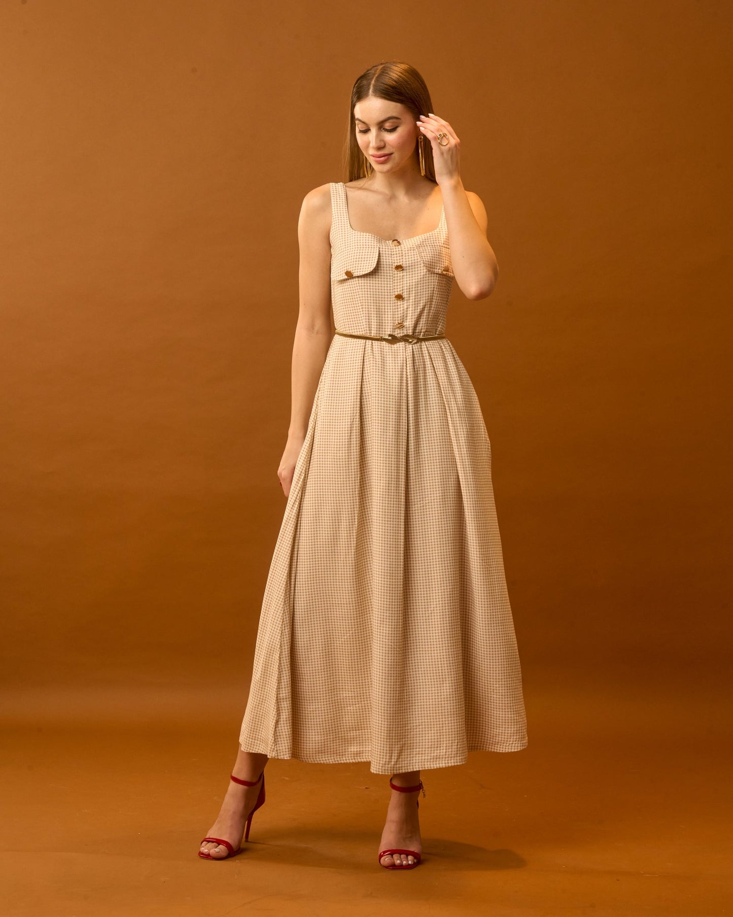 Moon Belted Buttoned Down Dress