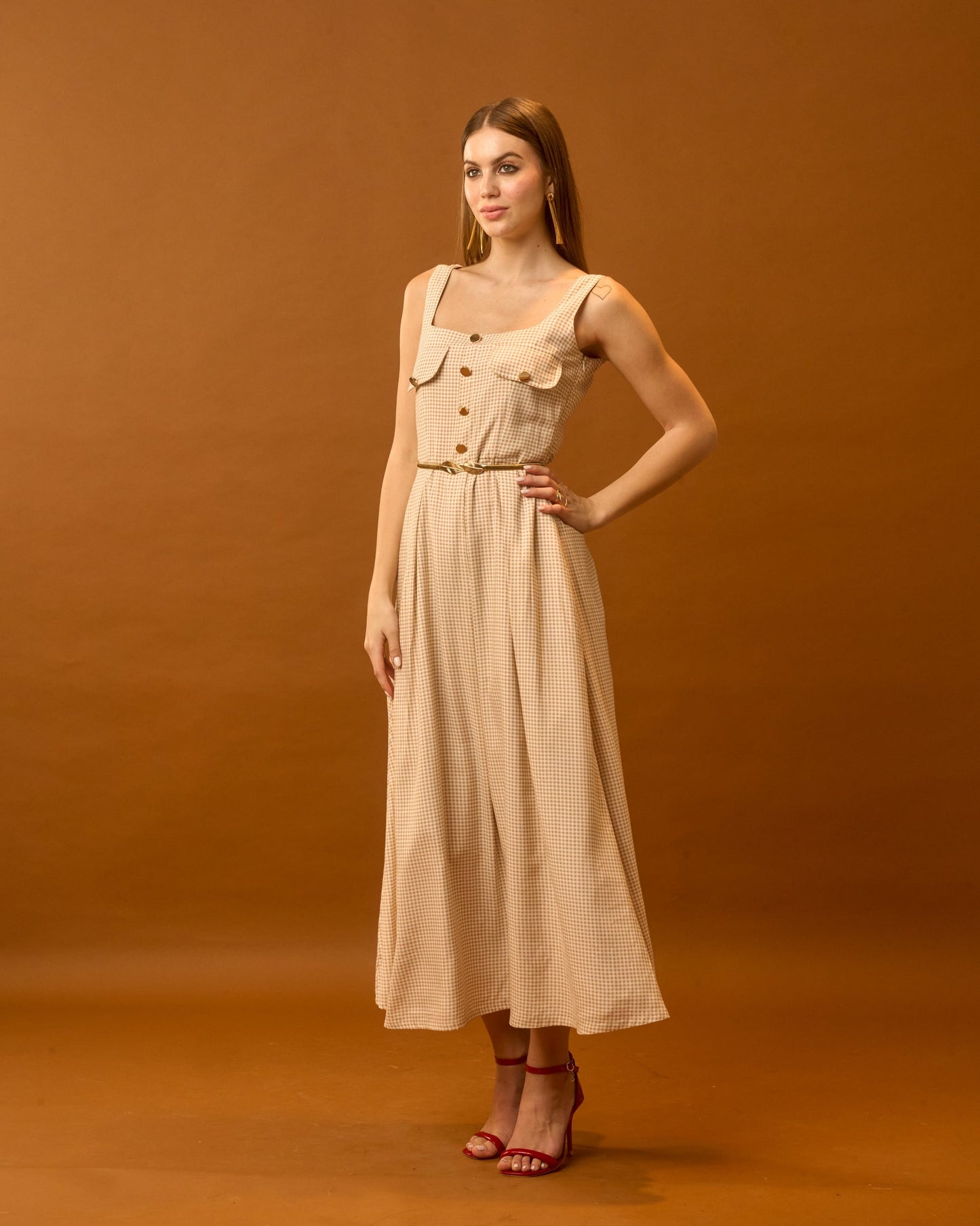 Moon Belted Buttoned Down Dress