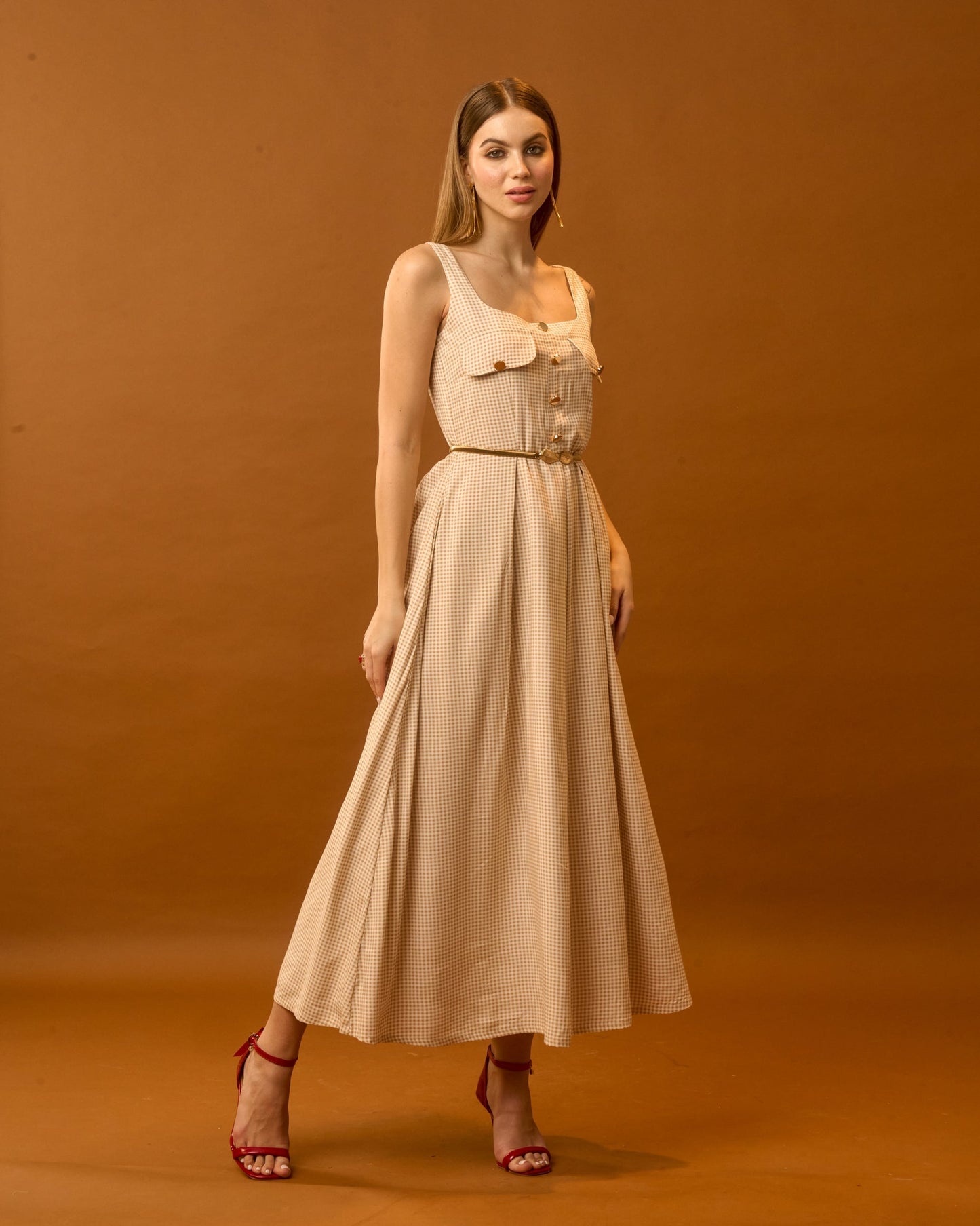 Moon Belted Buttoned Down Dress