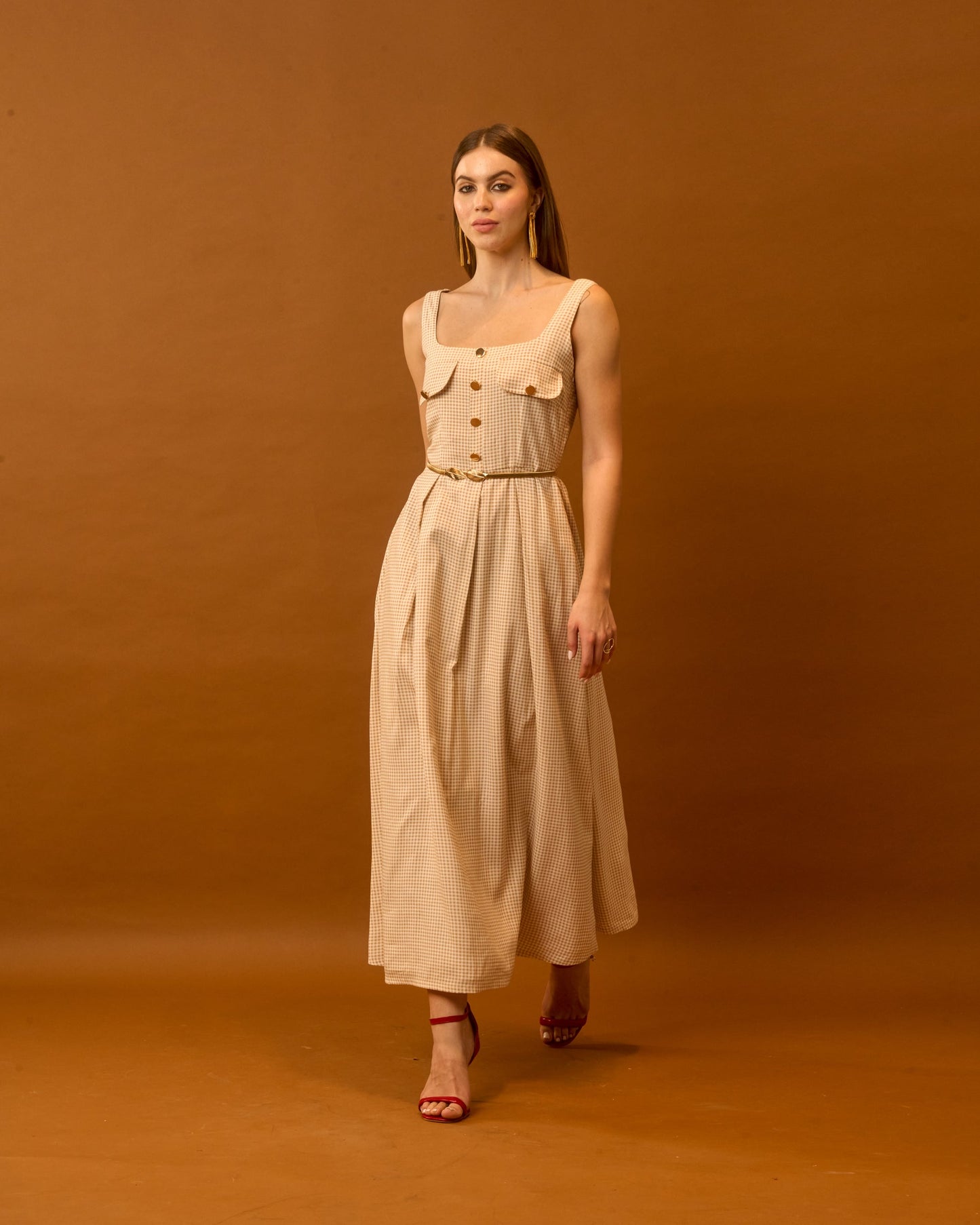 Moon Belted Buttoned Down Dress