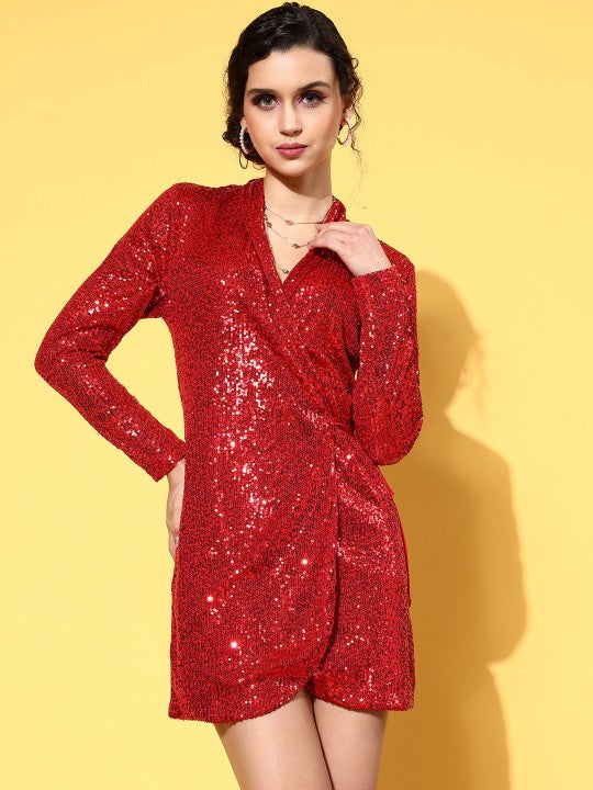 Ariana Solid Shimmer & Sequin Dress